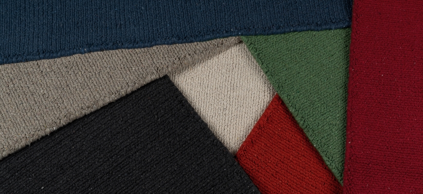 Solid Eco Cotton Loom-hooked rugs scattered in a geometric arrangement