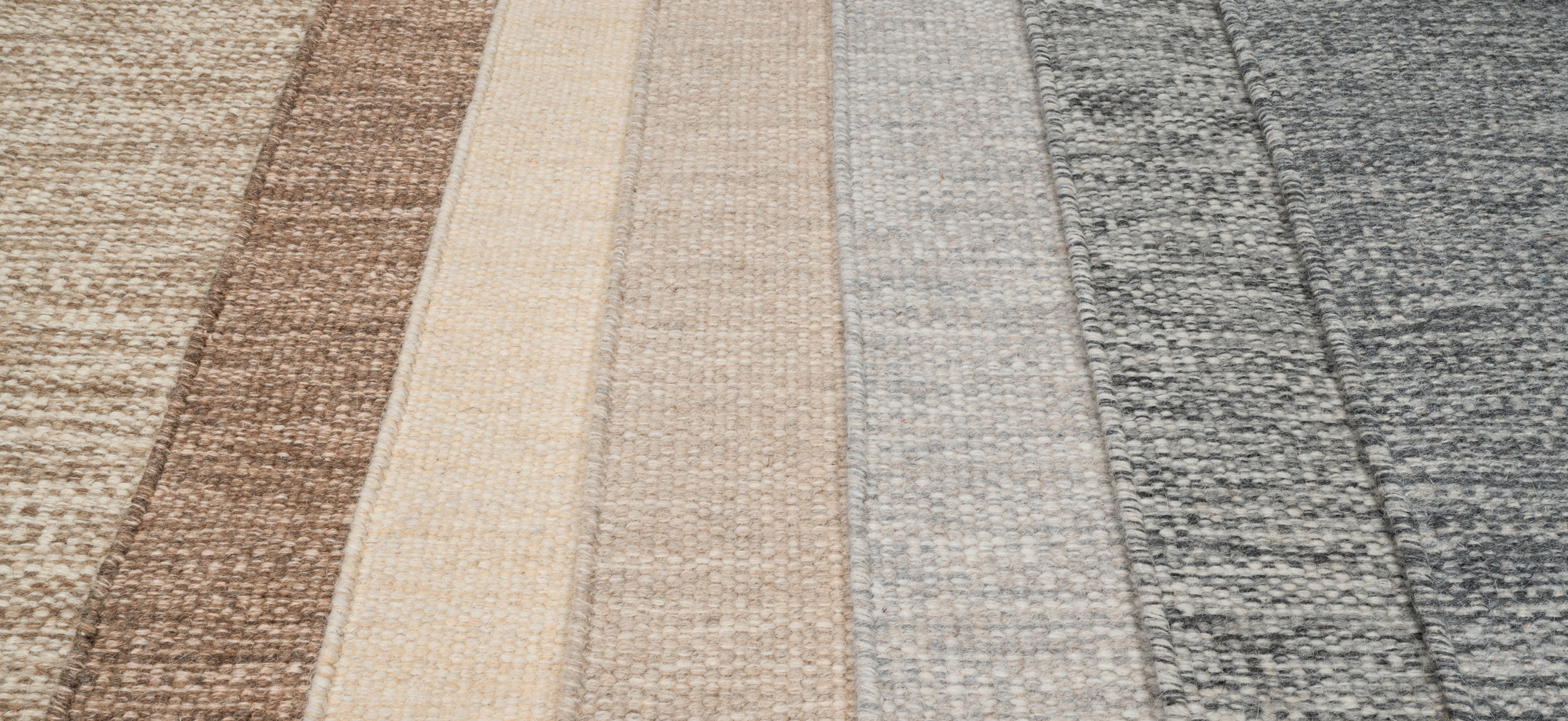 Undyed natural wool heathered rugs with overlapping edges