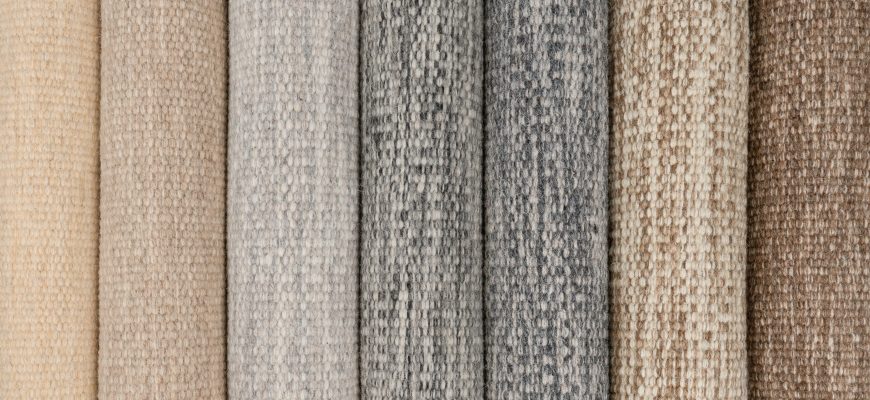 Rolls of undyed wool heathered rugs from 2023