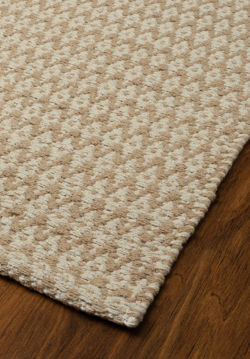 Angled floor view of Ashton Taupe Natural Eco Cotton Flatweave Rug